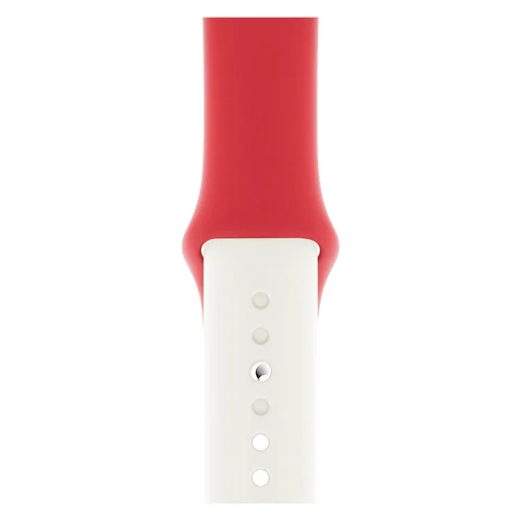 Double Colors Silicone Watch Band for Apple Watch Series 3 & 2 & 1 38mm (White Red)