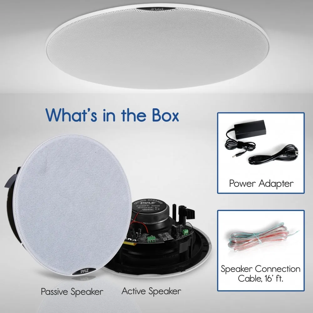 Dual 6.5’’ Bluetooth Ceiling / Wall Speaker Kit, (2) Flush Mount 2-Way Speakers, 300 Watt