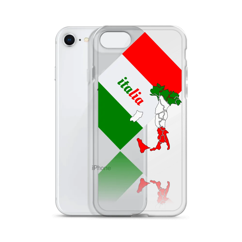 Elegant Italia - Italy Flag And Map Clear iPhone Case