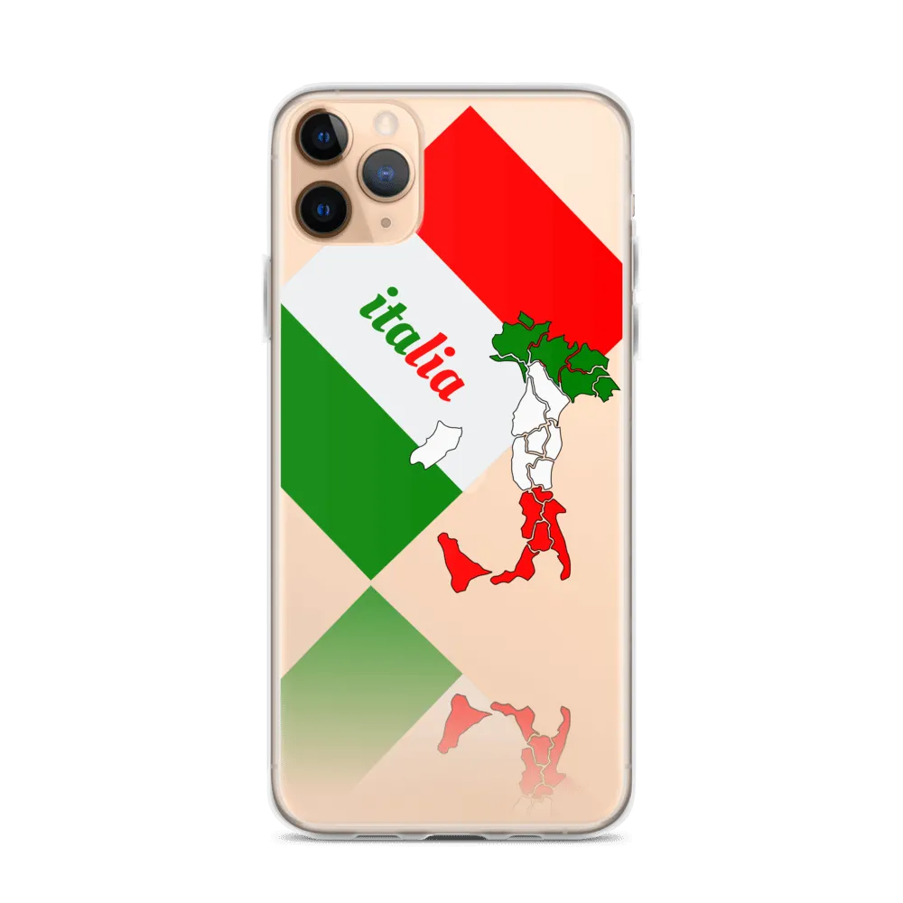 Elegant Italia - Italy Flag And Map Clear iPhone Case