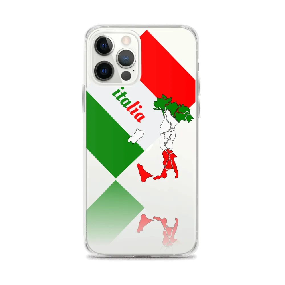 Elegant Italia - Italy Flag And Map Clear iPhone Case