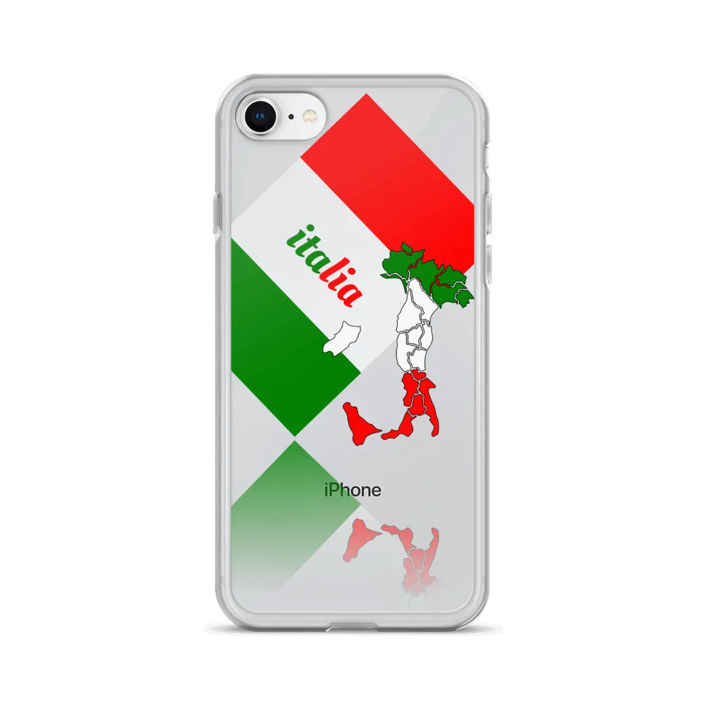 Elegant Italia - Italy Flag And Map Clear iPhone Case