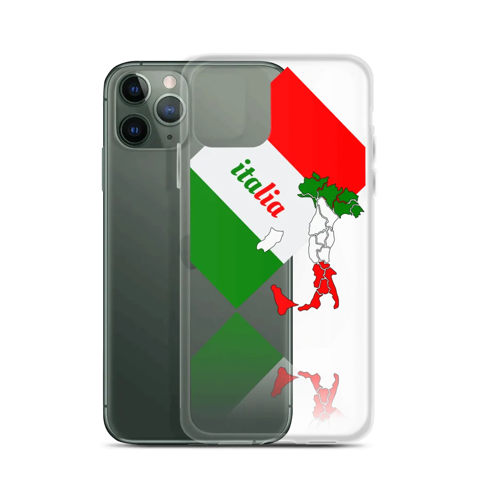 Elegant Italia - Italy Flag And Map Clear iPhone Case