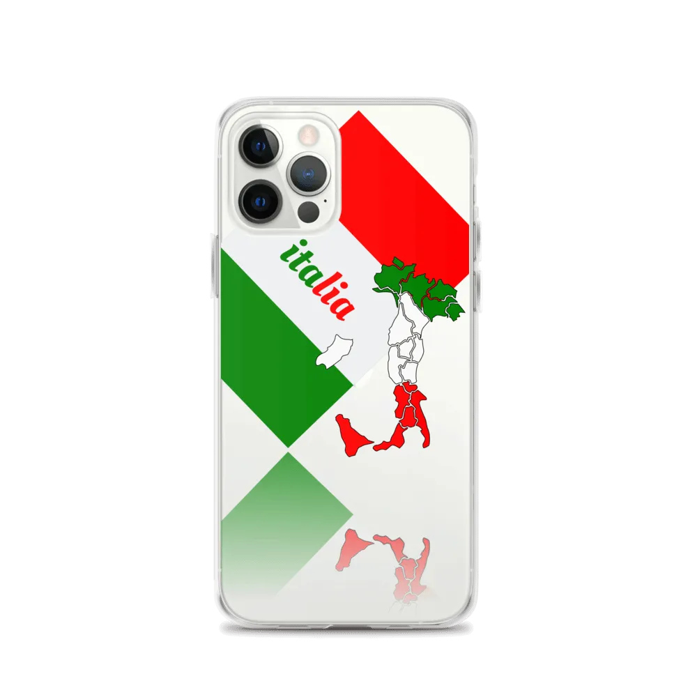 Elegant Italia - Italy Flag And Map Clear iPhone Case