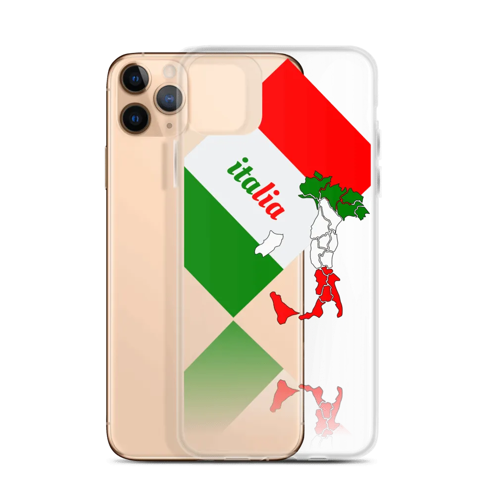 Elegant Italia - Italy Flag And Map Clear iPhone Case