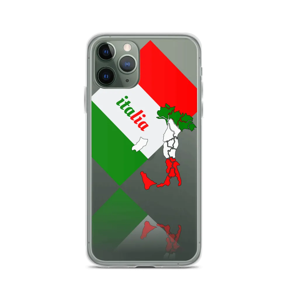 Elegant Italia - Italy Flag And Map Clear iPhone Case