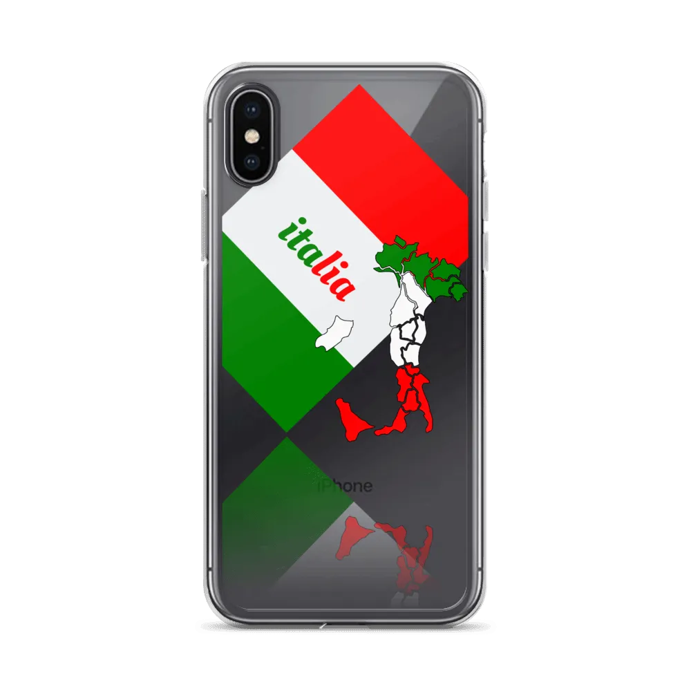 Elegant Italia - Italy Flag And Map Clear iPhone Case