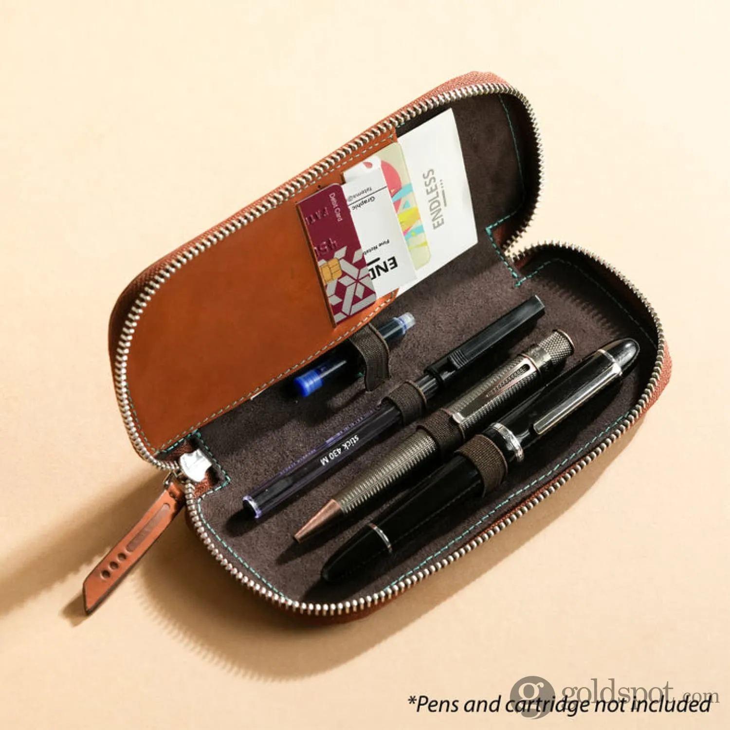 Endless Companion Leather Adjustable Pen Pouch - 3 Pens Brown