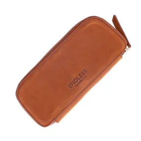 Endless Companion Leather Adjustable Pen Pouch - 3 Pens Brown