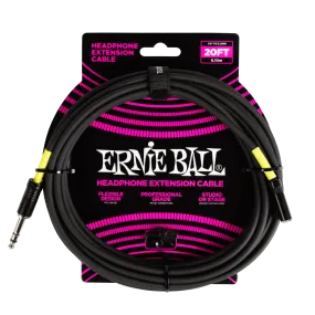 Ernie Ball Headphone Extension Cable 1/4 To 3.5Mm 20Ft - Black