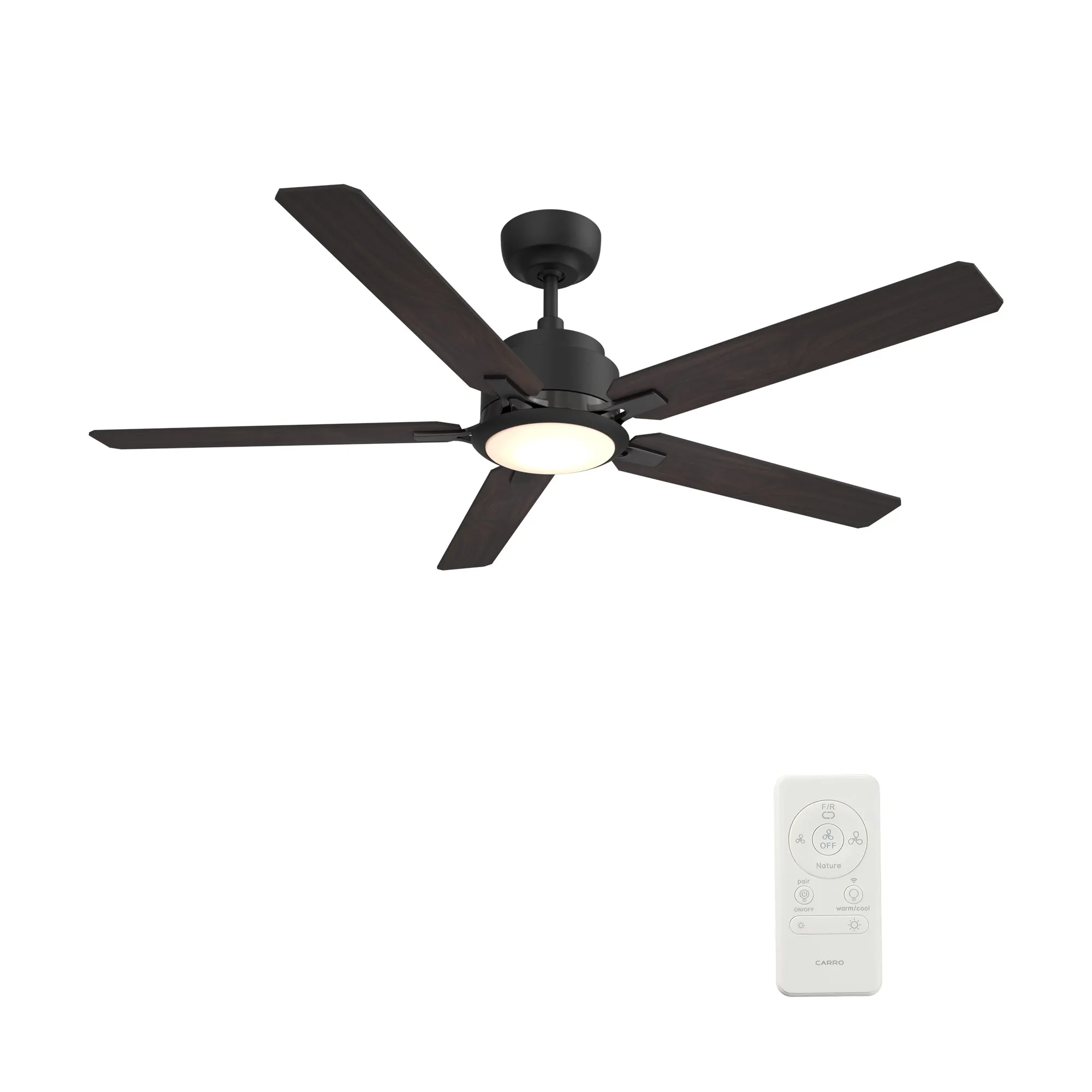 ESPEAR 60 inch 5-Blade Smart Ceiling Fan with LED Light Kit & Remote - Black/Walnut & Barnwood (Reversible Blades)