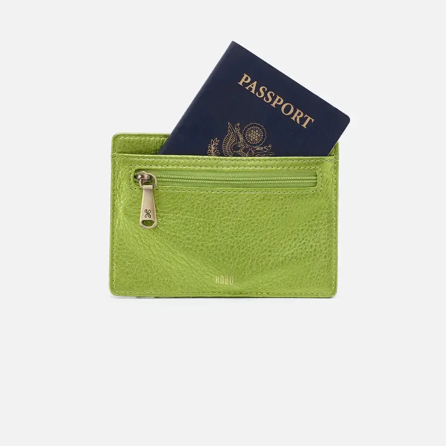 Euro Slide Card Case - Green Metallic Leather