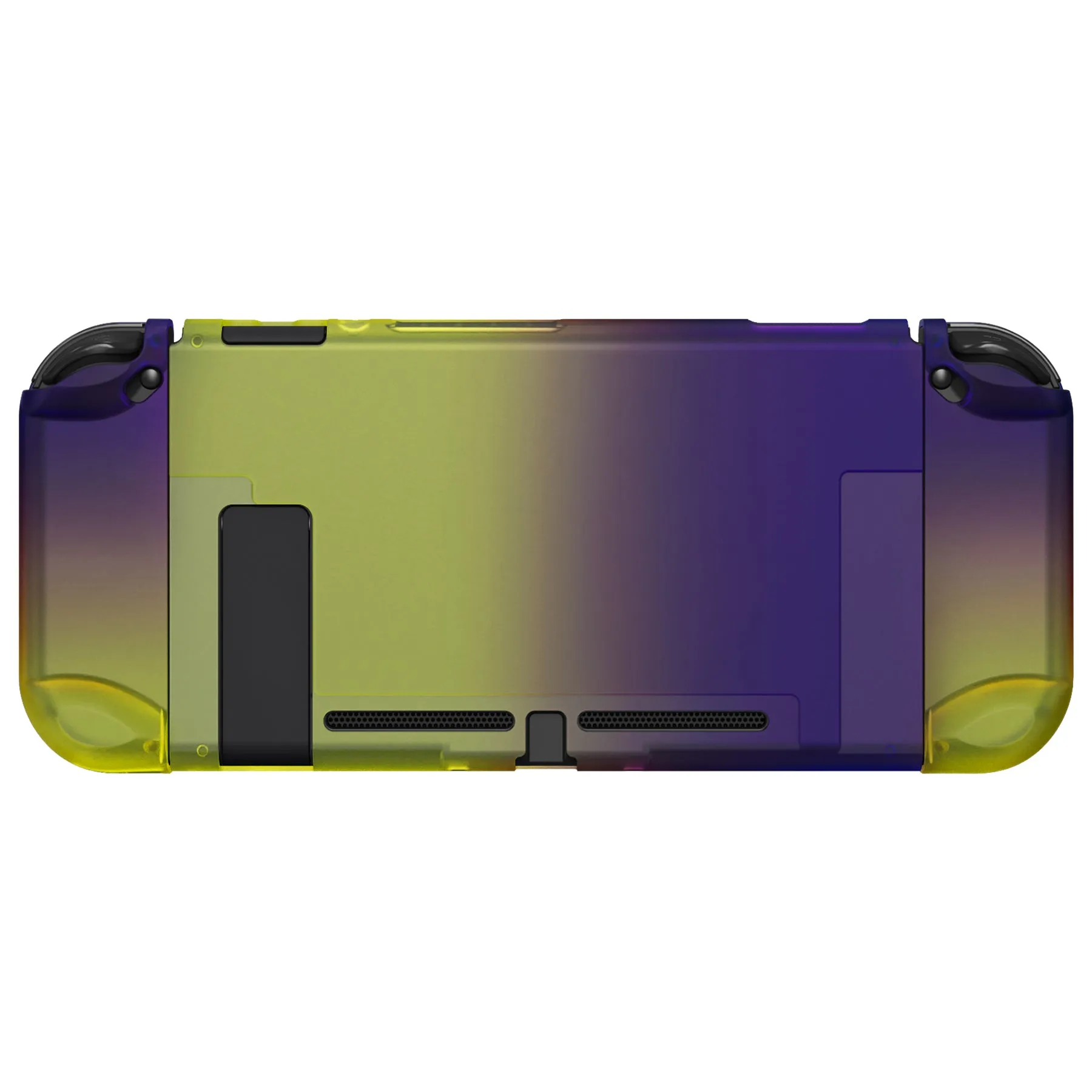 eXtremeRate PlayVital Gradient Purple Yellow Back Cover for NS Switch Console, NS Joycon Handheld Controller Separable Protector Hard Shell, Soft Touch Customized Dockable Protective Case for NS Switch - NTP346