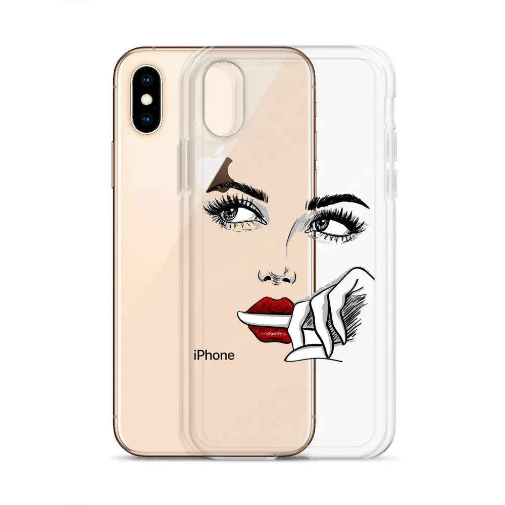 Face Line Art Drawing iPhone 14 13 12 Pro Max Clear Case, Artistic Modern Print Cute Aesthetic iPhone 11 Mini SE XS XR X 7 Plus 8 Cell Phone