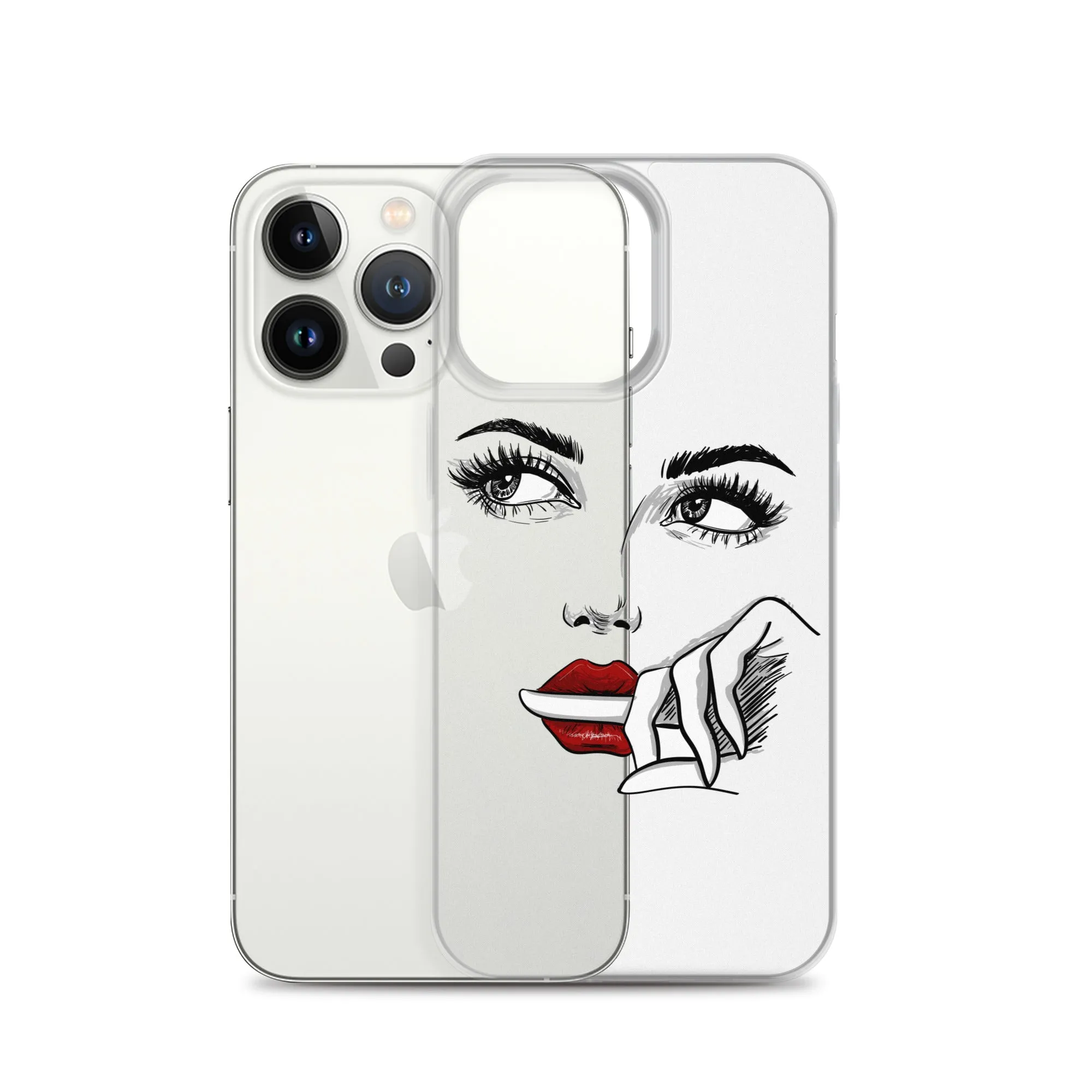 Face Line Art Drawing iPhone 14 13 12 Pro Max Clear Case, Artistic Modern Print Cute Aesthetic iPhone 11 Mini SE XS XR X 7 Plus 8 Cell Phone