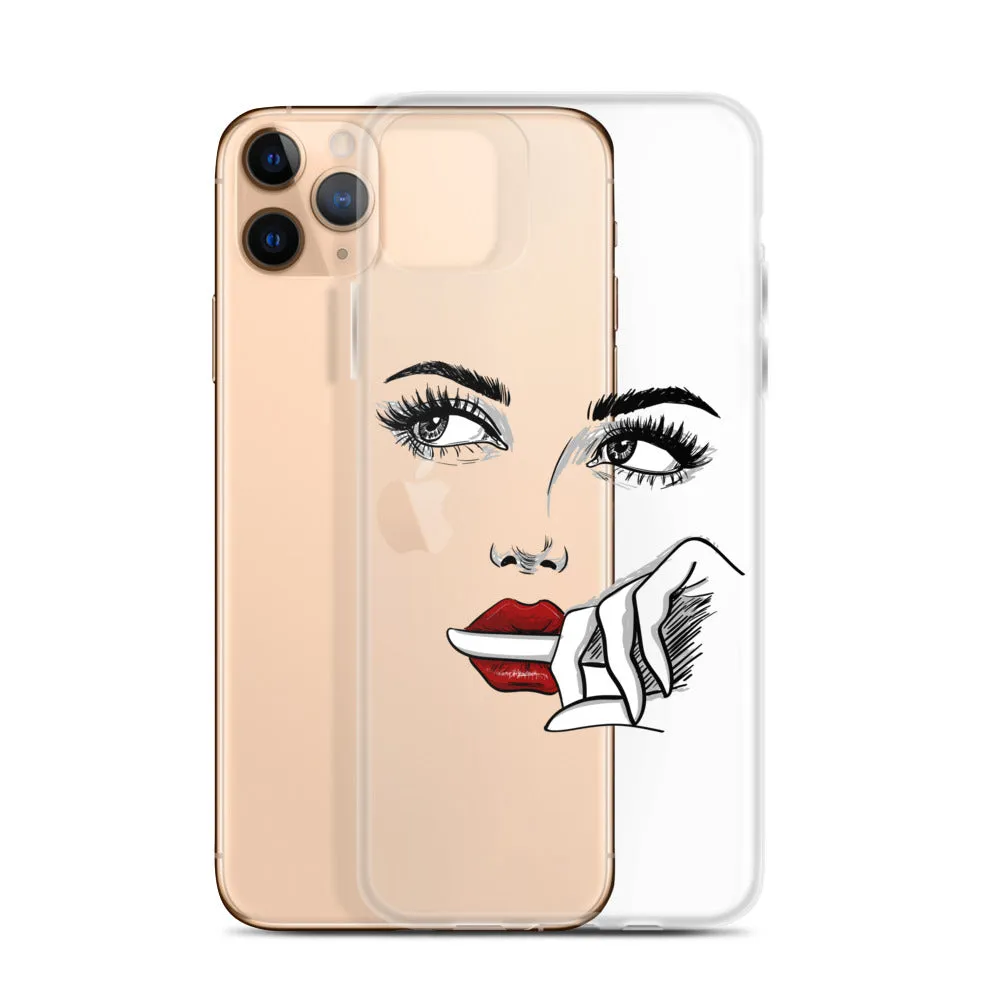 Face Line Art Drawing iPhone 14 13 12 Pro Max Clear Case, Artistic Modern Print Cute Aesthetic iPhone 11 Mini SE XS XR X 7 Plus 8 Cell Phone