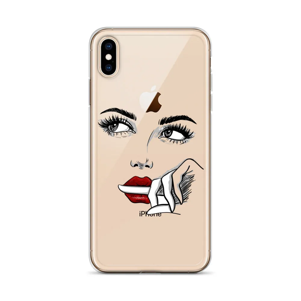 Face Line Art Drawing iPhone 14 13 12 Pro Max Clear Case, Artistic Modern Print Cute Aesthetic iPhone 11 Mini SE XS XR X 7 Plus 8 Cell Phone