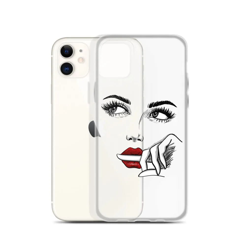 Face Line Art Drawing iPhone 14 13 12 Pro Max Clear Case, Artistic Modern Print Cute Aesthetic iPhone 11 Mini SE XS XR X 7 Plus 8 Cell Phone