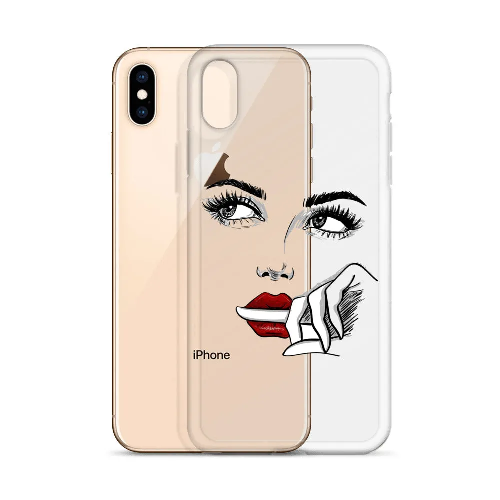 Face Line Art Drawing iPhone 14 13 12 Pro Max Clear Case, Artistic Modern Print Cute Aesthetic iPhone 11 Mini SE XS XR X 7 Plus 8 Cell Phone