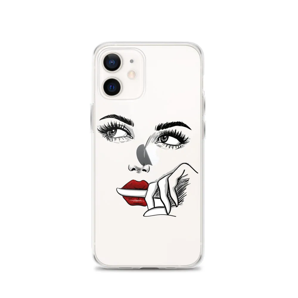 Face Line Art Drawing iPhone 14 13 12 Pro Max Clear Case, Artistic Modern Print Cute Aesthetic iPhone 11 Mini SE XS XR X 7 Plus 8 Cell Phone