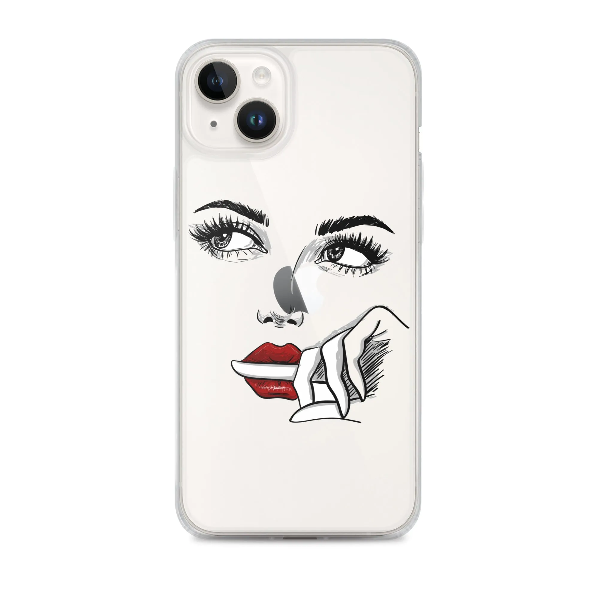 Face Line Art Drawing iPhone 14 13 12 Pro Max Clear Case, Artistic Modern Print Cute Aesthetic iPhone 11 Mini SE XS XR X 7 Plus 8 Cell Phone