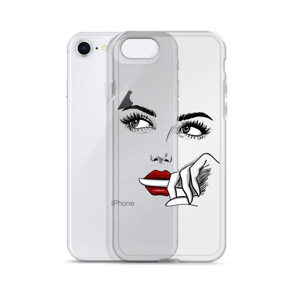 Face Line Art Drawing iPhone 14 13 12 Pro Max Clear Case, Artistic Modern Print Cute Aesthetic iPhone 11 Mini SE XS XR X 7 Plus 8 Cell Phone