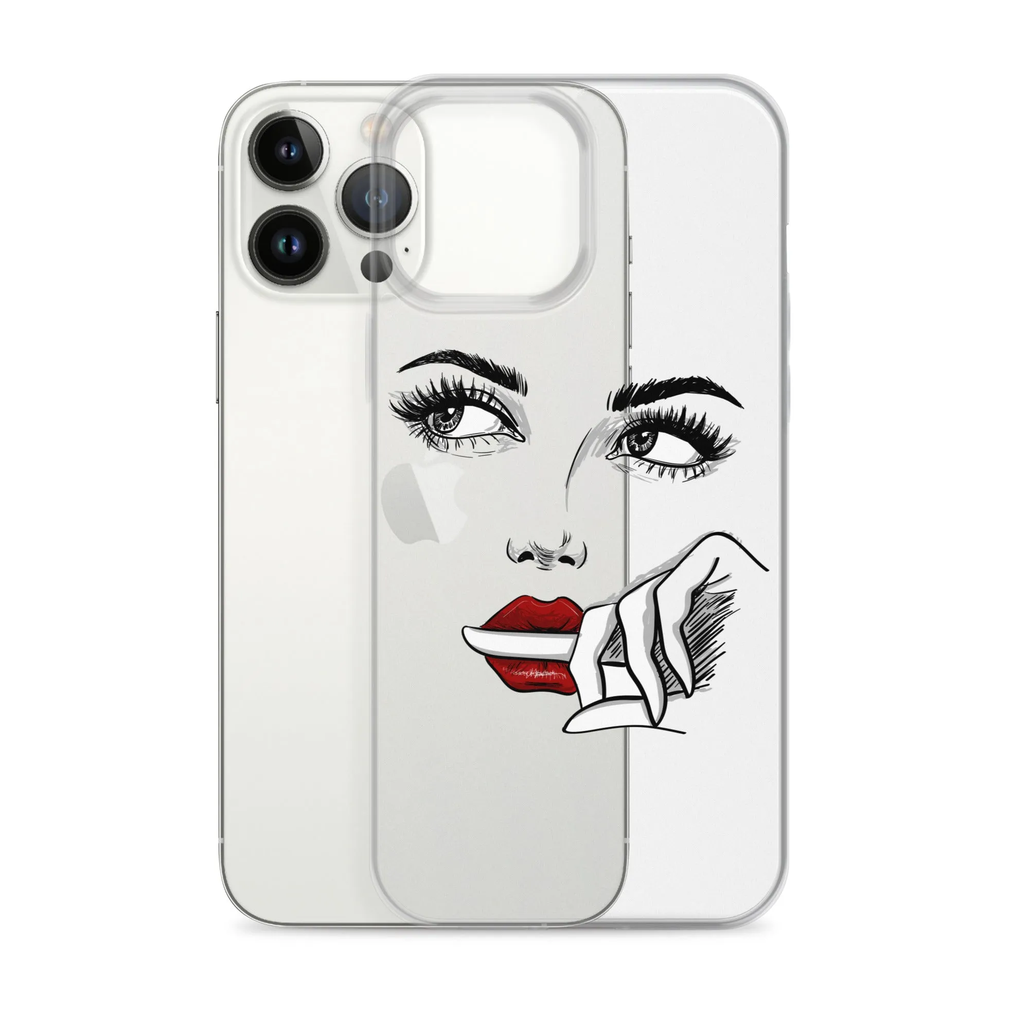 Face Line Art Drawing iPhone 14 13 12 Pro Max Clear Case, Artistic Modern Print Cute Aesthetic iPhone 11 Mini SE XS XR X 7 Plus 8 Cell Phone