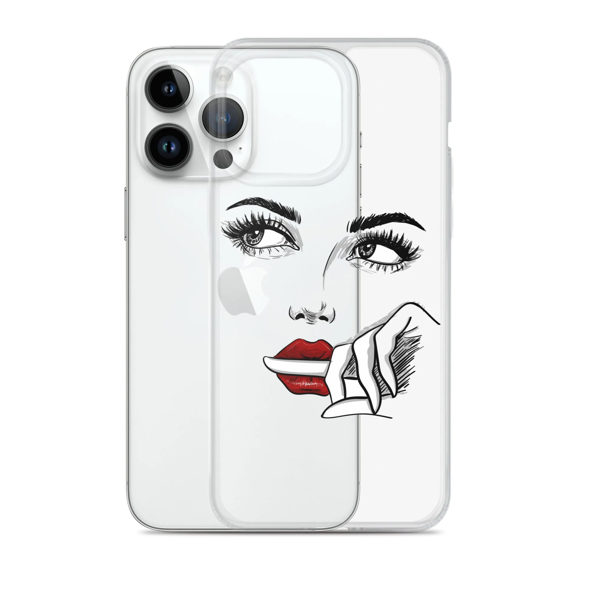 Face Line Art Drawing iPhone 14 13 12 Pro Max Clear Case, Artistic Modern Print Cute Aesthetic iPhone 11 Mini SE XS XR X 7 Plus 8 Cell Phone