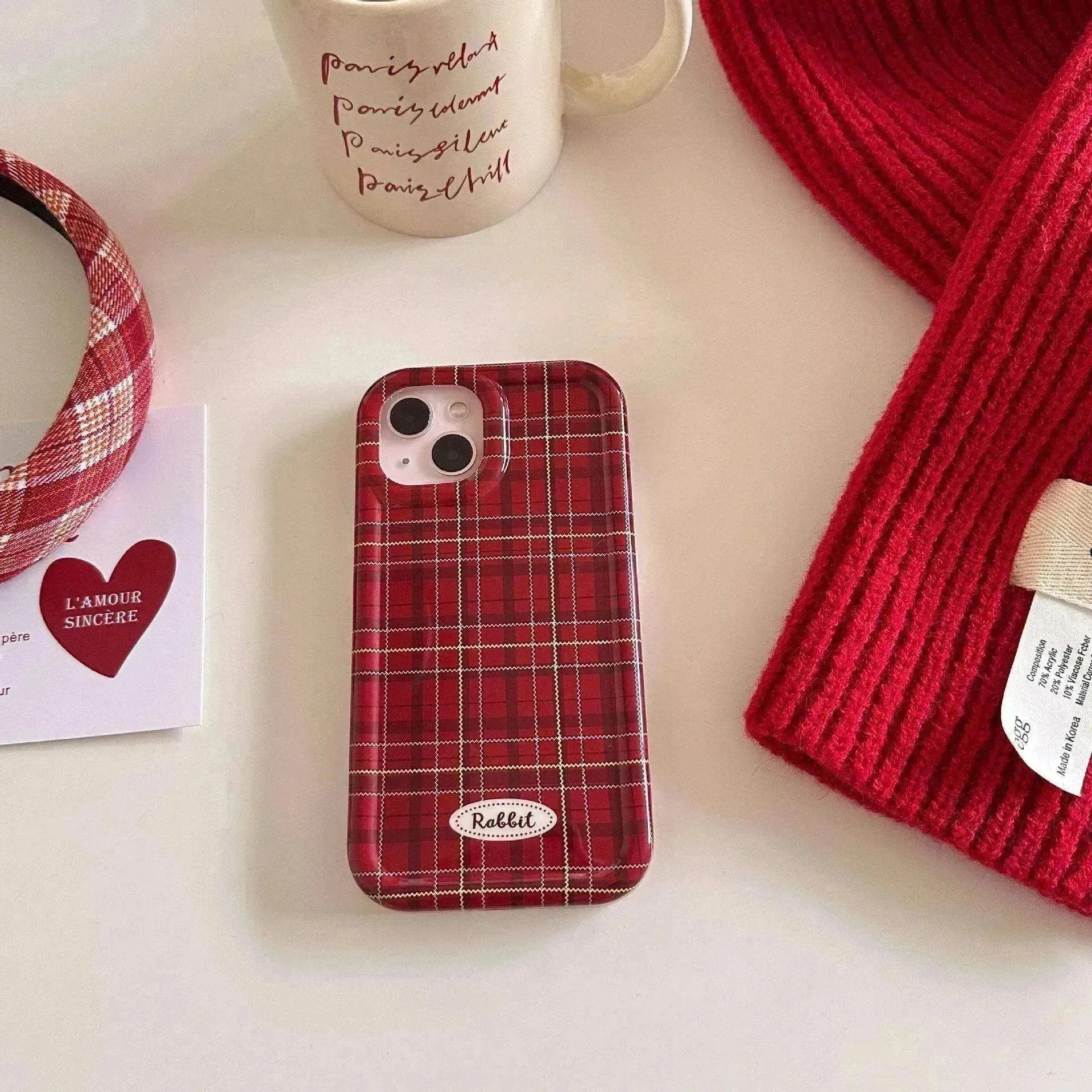 Fashion New Year Wine Red Plaid Phone Case