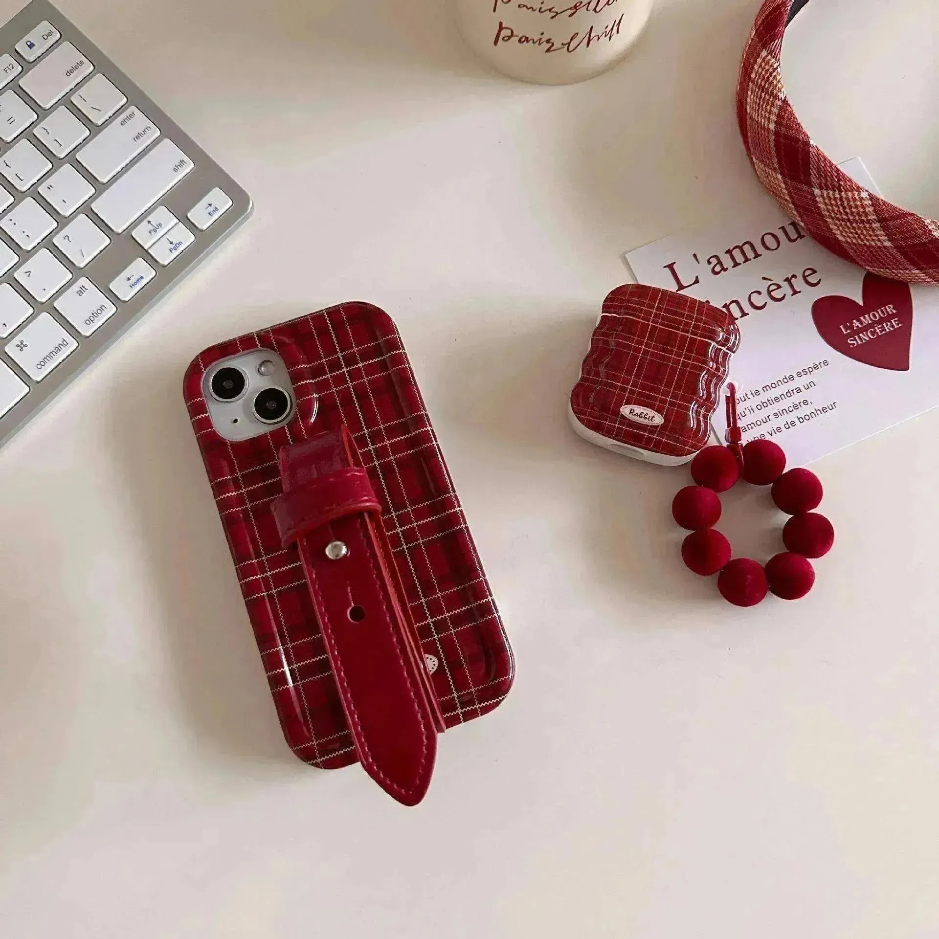 Fashion New Year Wine Red Plaid Phone Case