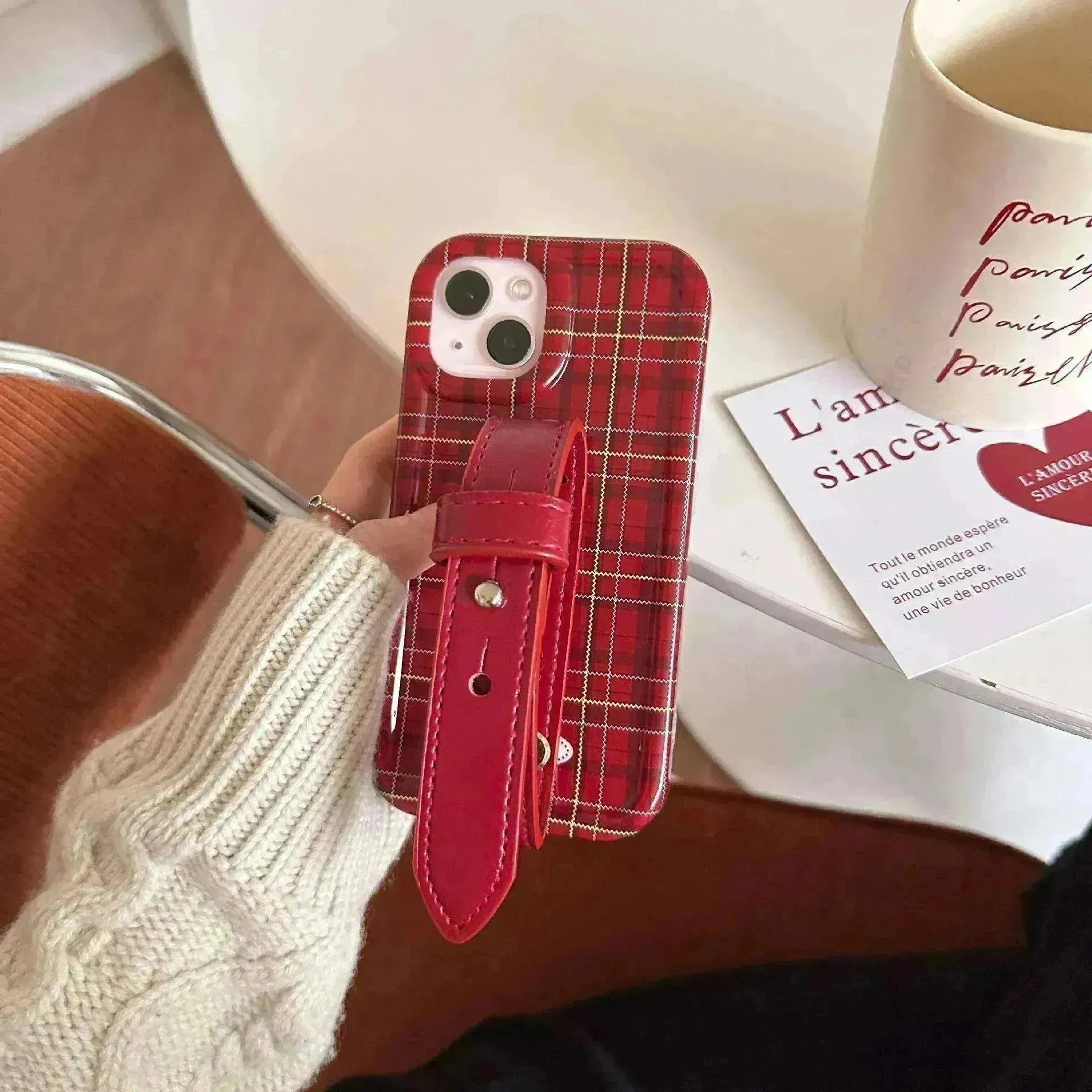 Fashion New Year Wine Red Plaid Phone Case