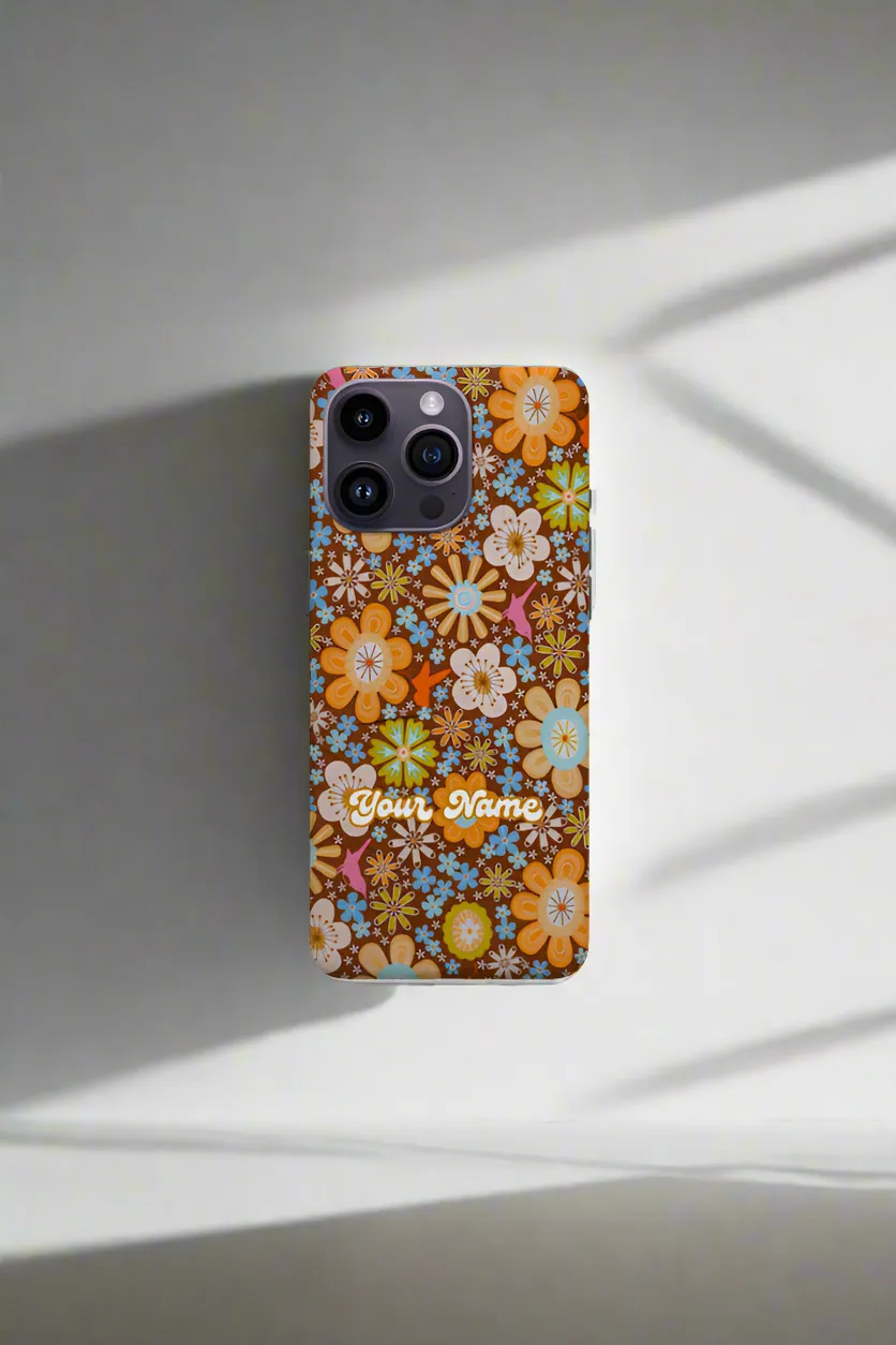 Floral Flowers and Lines Customized Name iPhone case