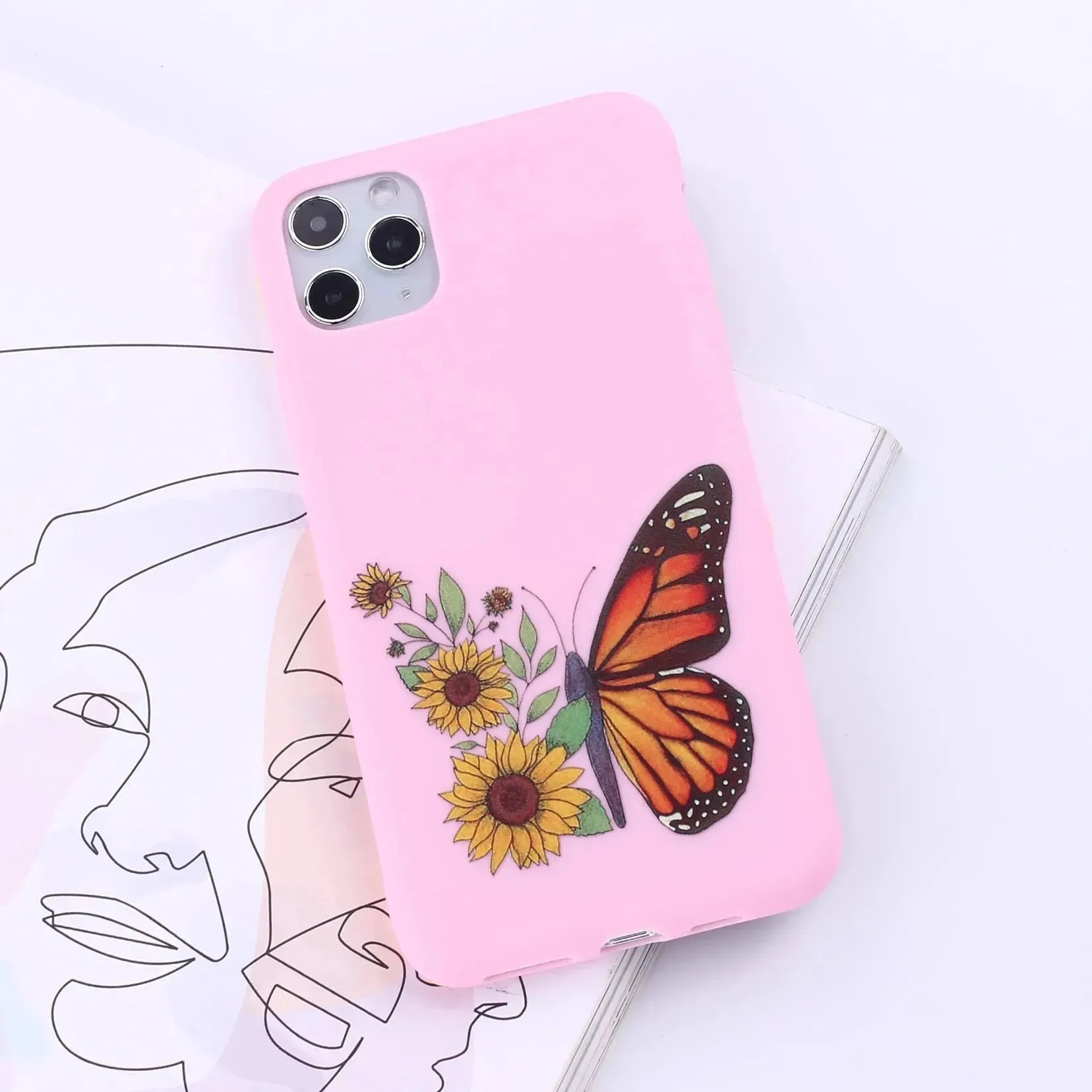 Floral Printed Liquid Silicone mobile phone case Unisex