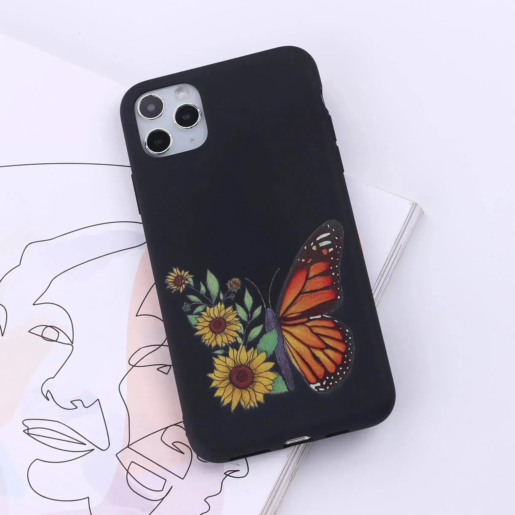 Floral Printed Liquid Silicone mobile phone case Unisex