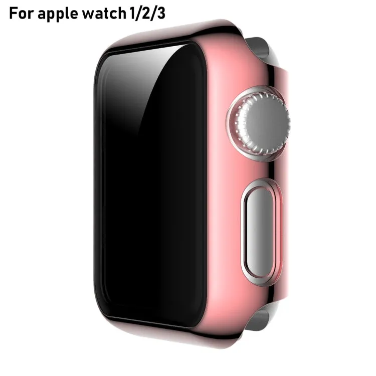 For Apple Watch Series 3 & 2 & 1 42mm Full Coverage Plating Glass Case(Pink)