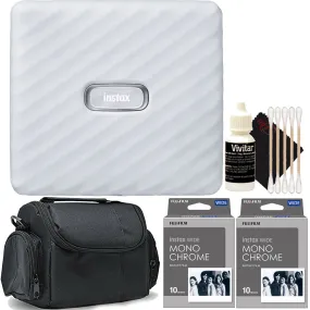 FUJIFILM INSTAX Link Wide Smartphone Printer (Ash White)   2x Wide Monochrome Instant Film Kit