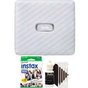 FUJIFILM INSTAX Link Wide Smartphone Printer (Ash White)   Instax Wide 2X10 Film   Cleaning Kit