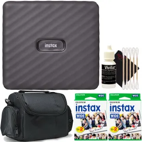 FUJIFILM INSTAX Link Wide Smartphone Printer Mocha Gray   2x Instax Wide 2X10 Film Kit