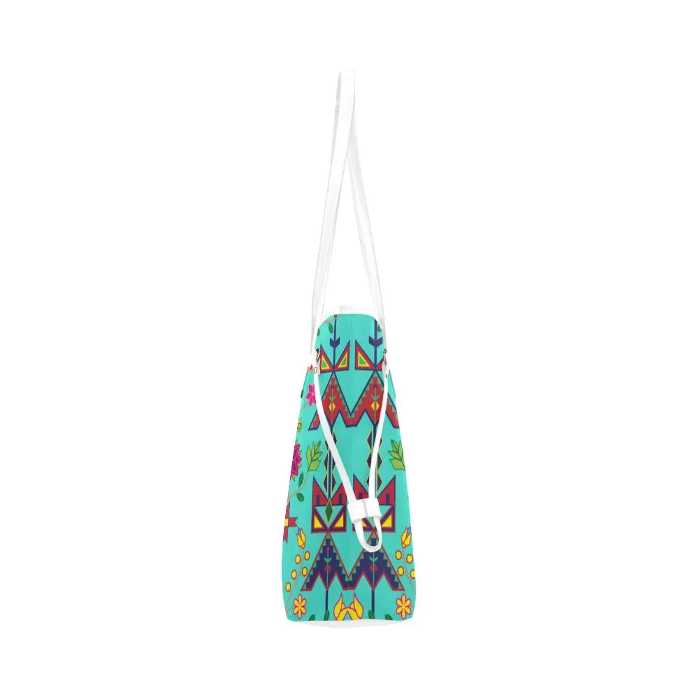 Geometric Floral Spring - Sky Clover Canvas Tote Bag