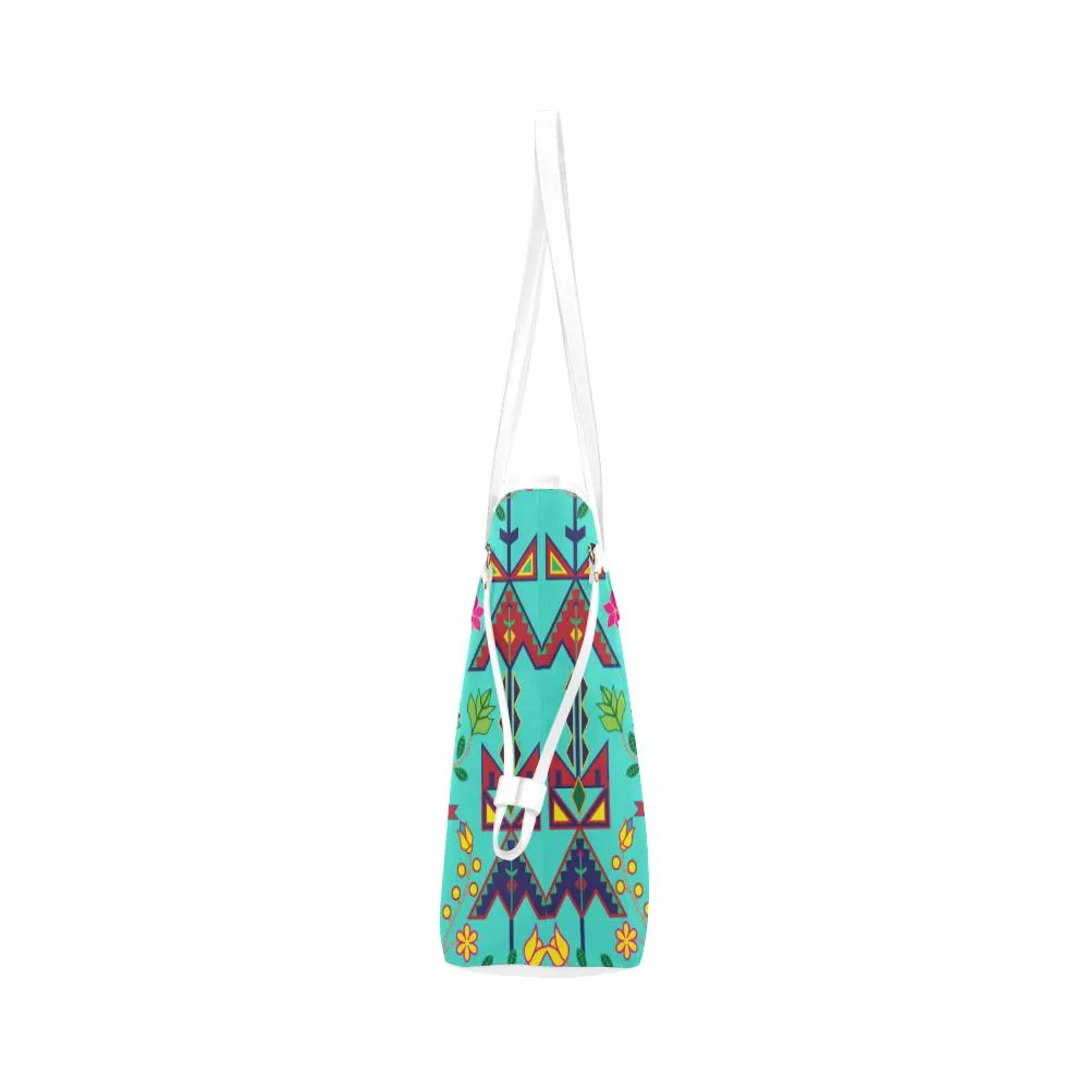 Geometric Floral Spring - Sky Clover Canvas Tote Bag