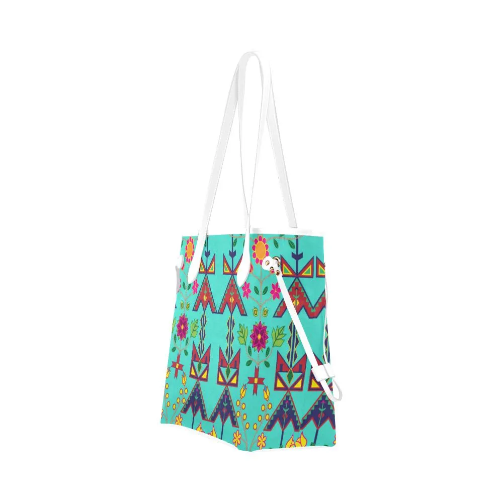 Geometric Floral Spring - Sky Clover Canvas Tote Bag