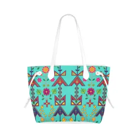 Geometric Floral Spring - Sky Clover Canvas Tote Bag