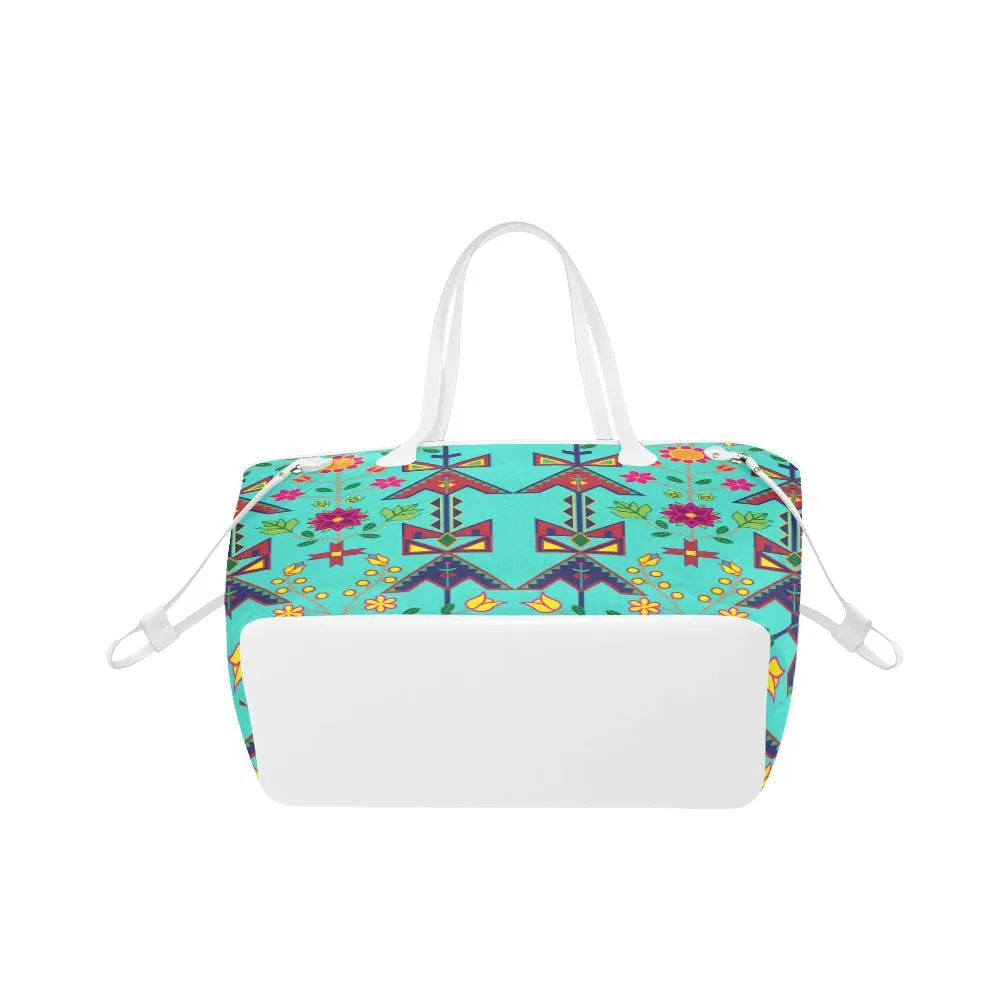 Geometric Floral Spring - Sky Clover Canvas Tote Bag