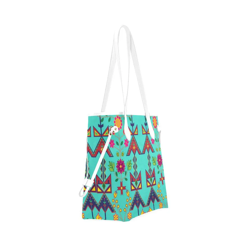 Geometric Floral Spring - Sky Clover Canvas Tote Bag