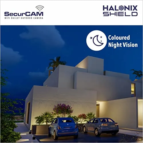 Halonix SecurCAM Wireless 3MP 3K Pro HD Wi-Fi Smart Home Security Bullet Camera| 8X Digital Zoom| 25 Meter Range| 2-Way Audio| Coloured Night Vision| IP66 All Weather | Live View | Intruder Alert