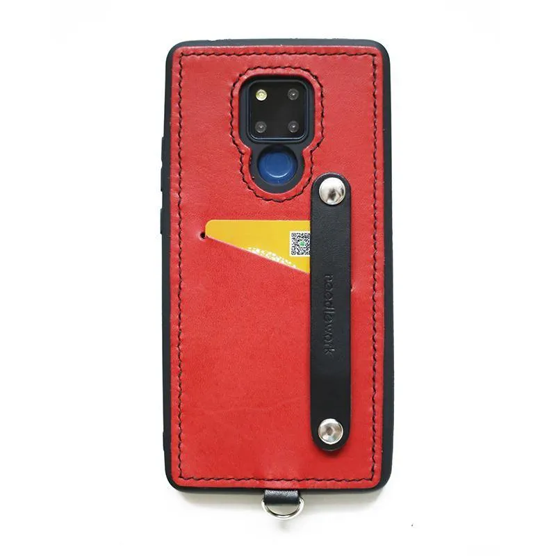 Handmade Black Leather Huawei Mate 20 X Case with Card Holder CONTRAST COLOR Huawei Mate 20 Leather Case