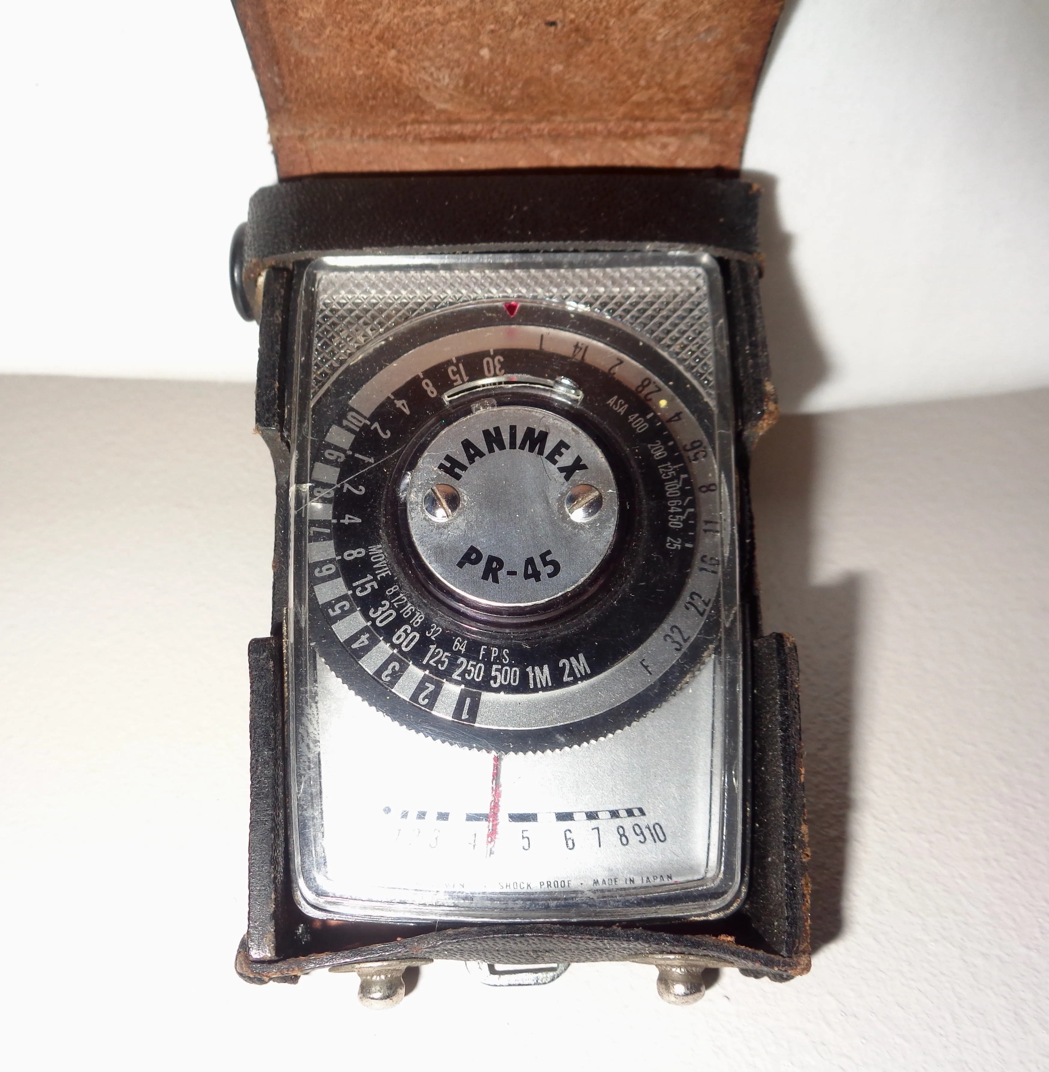 Hanimex PR45 Selenium Cell Light Exposure Meter In A Leather Case