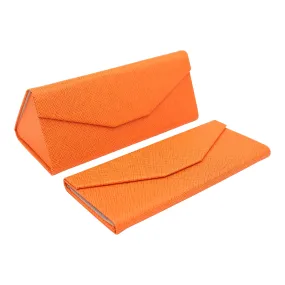 Hard Folding Eco Leather Solid Color Glasses Case - Orange