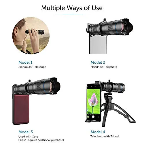 High Power 36x HD Telephoto Lens with Tripod for smart phones