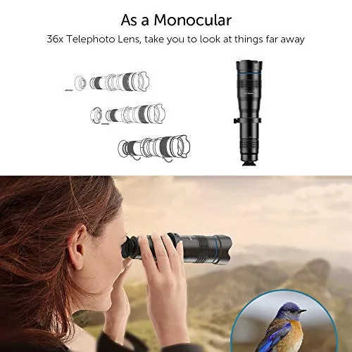 High Power 36x HD Telephoto Lens with Tripod for smart phones